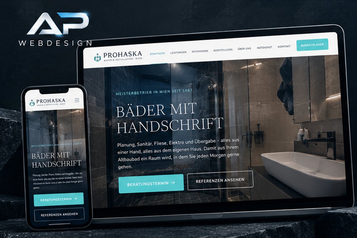 Mockup der Handwerk-Beispielseite am Laptop und Handy