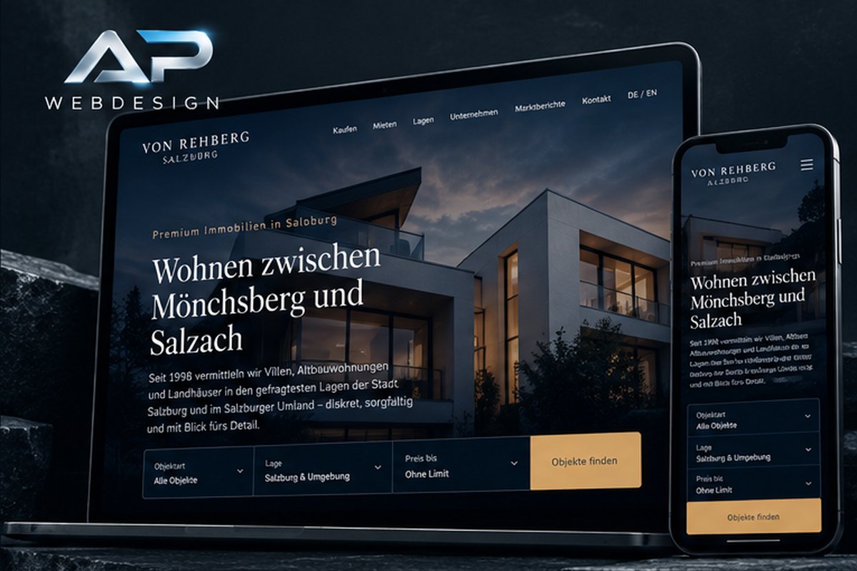 Mockup der Immobilienmakler-Beispielseite am Laptop und Handy